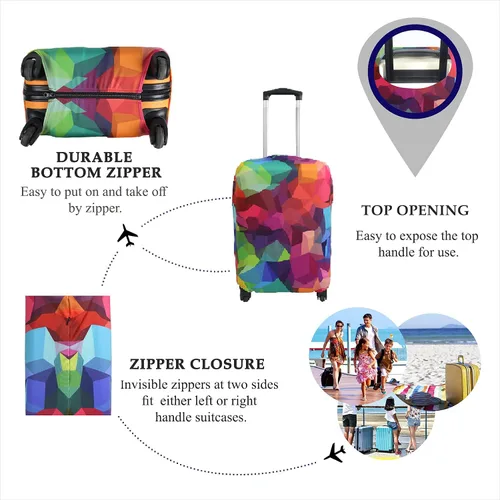 Vista 3 de Explore Land Funda para Equipaje de Viaje Protector de Maleta Aprobado por Aerolíneas se Ajusta a Maletas de 18-32 Pulgadas, Geometry, M