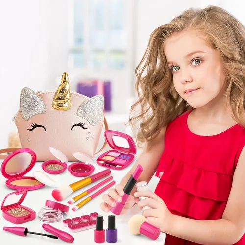 Vista 3 de Kit de maquillaje de simulación para regalo de niña de 3, 4, 5 años Rosa