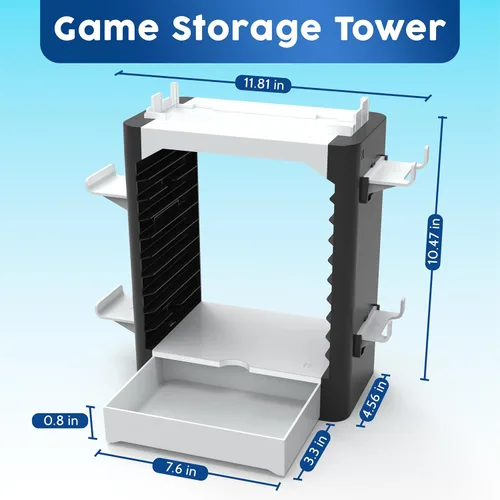 Vista 25 de Skywin Game Storage Tower and Controller Stand, Universal Game Holder & Console Stand with Left & Right Controllers, Game Disc Organizer
