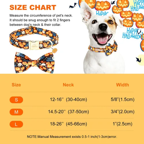 Vista 32 de Tunkoo Collar de otoño para perro con elegante pajarita, duradero, ajustable y elegante collar de otoño para mascotas, disponible en tamaño pequeño