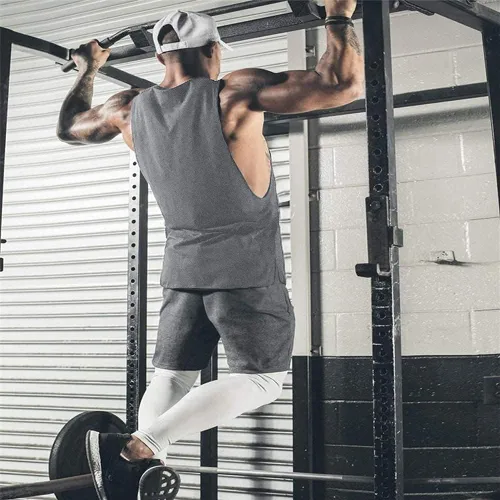 Vista 4 de COOFANDY Camiseta sin mangas de entrenamiento para hombre, paquete de 2 camisetas sin mangas para gimnasio y culturismo