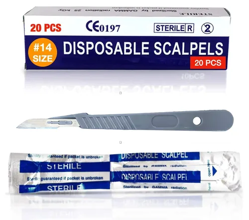Vista 11 de MedHelp Escalpelos Desechables 10 - Herramienta de Dermaplaning Escalpelos 10 con Mango de Plástico, Hojas de Dermablade de Acero de Alto Carbono