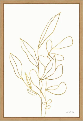 Vista 9 de Amanti Art Lienzo enmarcado para pared, 16 x 23 pulgadas, diseño floral enraizado V dorado por Becky Thorns, arte de lienzo enmarcado