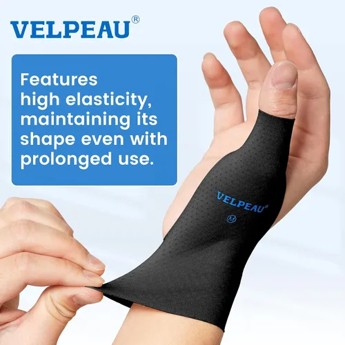 Vista 2 de VELPEAU Manga de compresión para pulgar y muñeca para tendinitis (paquete de 2), tecnología sin costuras, envolturas de guantes para alivio