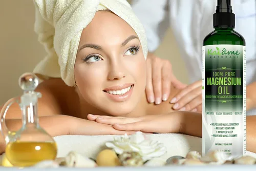 Vista 4 de Magnesio Aceite spray grande 12 oz sin diluir Incluye botella spray tamaño de viaje 100% puro y orgánico obtenido de la antigua Zechstein