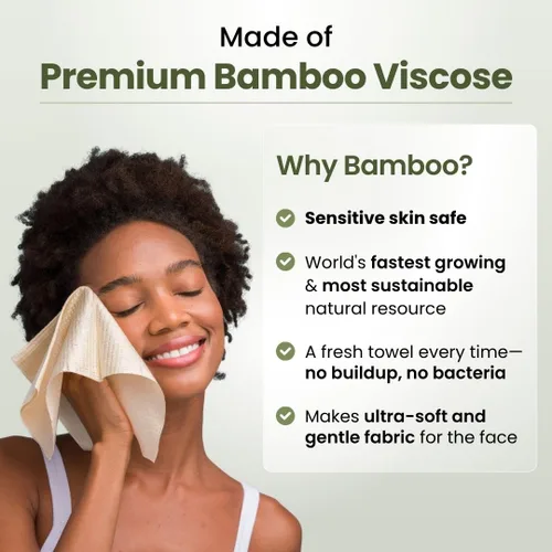 Vista 3 de Clean Skin Club Bamboo Viscose Clean Towels XL 100% USDA Toalla facial a base de biológicas USDA, toalla facial desechable, toallitas secas