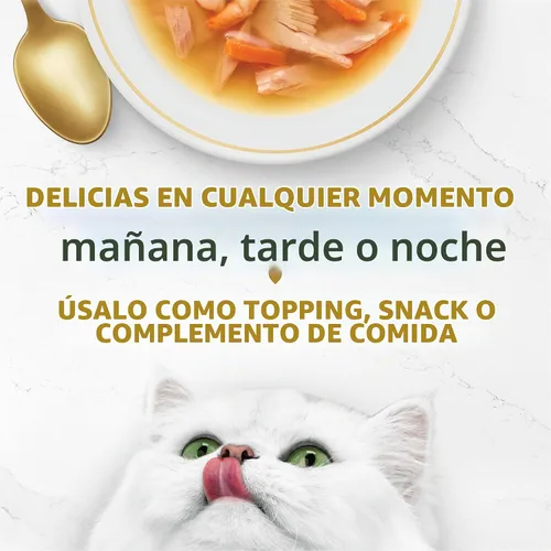 Vista 4 de Suplementos pPurina Fancy ara gatos, multi paquete de caldos gourmet, (16) 1.4 onzas Bolsas, Classic