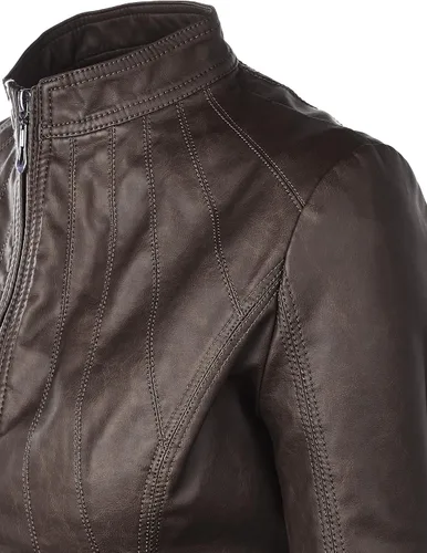 Vista 4 de Lock and Love Chaqueta extraíble de piel sintética con capucha para mujer