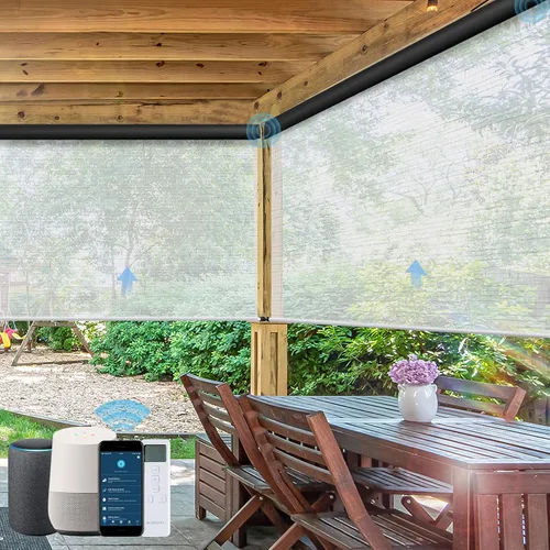 Vista 11 de Persianas enrollables motorizadas para exteriores, persianas enrollables para patio, funciona con Alexa, Google Homekit, Apple Homekit, parasol