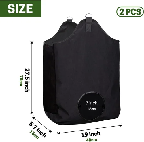 Vista 2 de 2 bolsas de heno para caballo, bolsa de alimentación de gran Negro pequeño