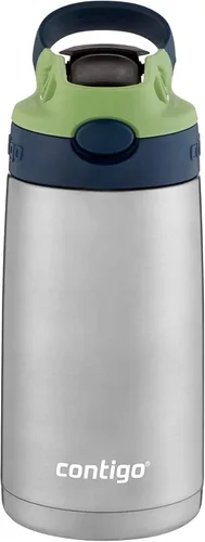 Vista 4 de Contigo Botella de agua de acero inoxidable para niños con popote AUTOSPOUT rediseñado, 13 onzas, arándano y manzana verde, fácil de limpiar, sin BPA