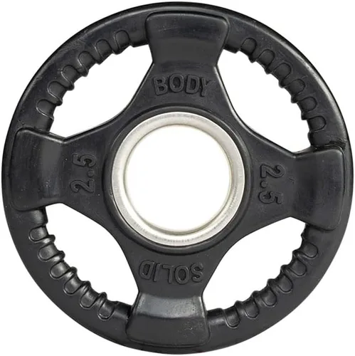 Vista 4 de Body-Solid Placa de peso olímpica con revestimiento de goma (1), con agarre antideslizante, perfecta para entrenamiento de fuerza, gimnasio en casa