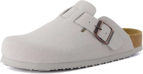 Vista 9 de CUSHIONAIRE - Zuecos Hana para mujer, cómodos zuecos de gamuza vegana, zapatos sin cordones con plantilla de corcho y soporte de arco, espuma