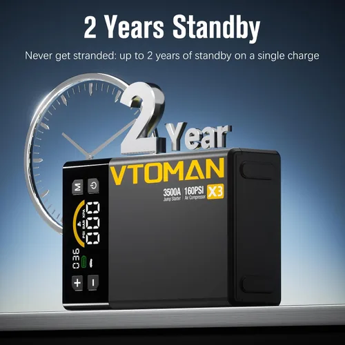 Vista 8 de VTOMAN Arrancador de salto X3 con compresor de aire, batería de coche portátil de 3500 A (motores diésel de 9 L/8.5L) con inflador de neumáticos