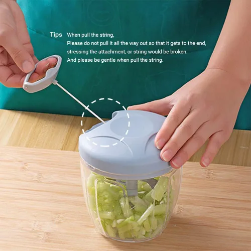 Vista 7 de Manual Food Chopper Hand Pull Chopper Veggies Processor for Onions, Peppers, Carrots, Nuts, Kitchen Gadget by KAUKKO (900ml/3.5 Cup)