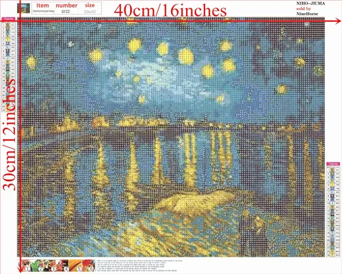 Vista 4 de NIHO-JIUMA - Kits de arte de diamantes de noche estrellada, 11.8 x 15.7 in/12 x 16 pulgadas Taladro completo 5D, regalo para adultos