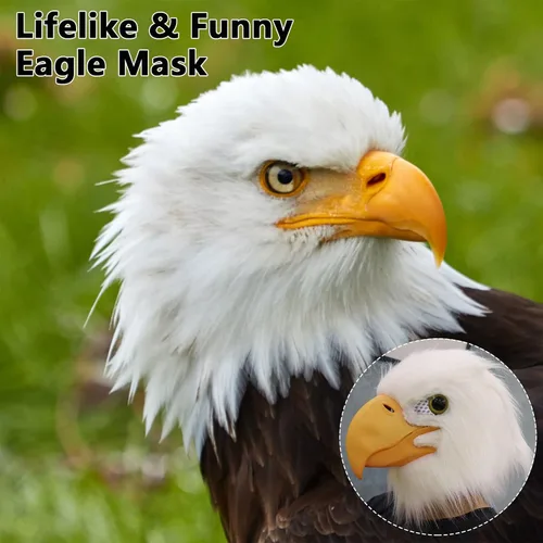 Vista 2 de Halford Eagle Mask, Funny White Hawk Head Mask, Novelty Adult Latex Face Mask for Cosplay Party Props