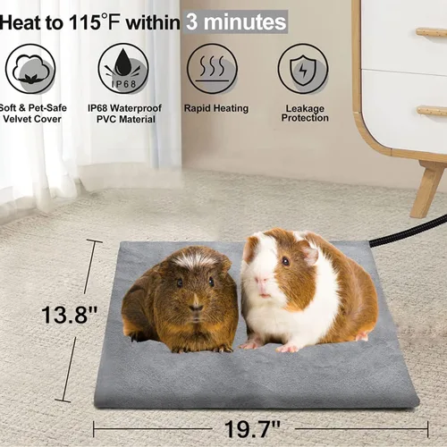 Vista 4 de Almohadilla térmica eléctrica para animales pequeños, tapete térmico para mascotas, control automático de temperatura, manta cálida de invierno