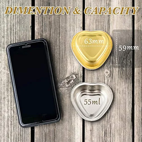 Vista 2 de Patelai 80 juegos de moldes para pasteles en forma de corazón con tapas, mini sartén de papel de aluminio de 1.9 fl oz/1.86 onzas líquidas/1.86