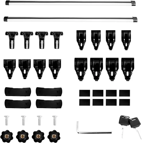 Vista 6 de 50" Barras transversales universales para techo, barras transversales ajustables con bloqueo para equipaje, compatibles con camionetas sin ningún