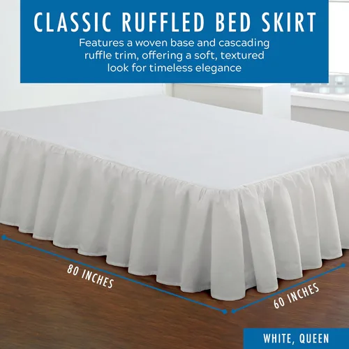 Vista 2 de Faldón plisado de popelina para cama tamaño California King, de Fresh Ideas Blanco