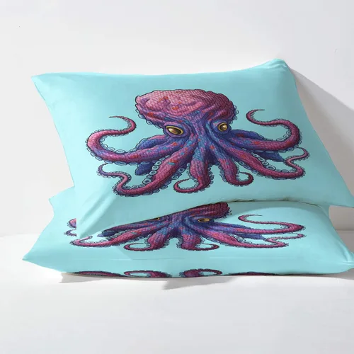 Vista 3 de Juego de sábanas de pulpo, tamaño individual, sábanas de tentáculo, sábanas y fundas de almohada estampadas de 3 piezas, sábana bajera ajustable