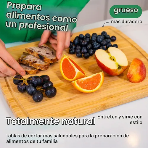 Vista 4 de GREENER CHEF Tabla de Cortar de Bambú de 15 Pulgadas con Reemplazos de por Vida - Tabla de Cortar de Madera Mediana para Cocina, Bloque