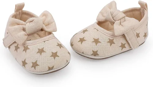 Vista 4 de COSANKIM Zapatos planos Mary Jane con suela de goma antideslizante para bebés y niñas pequeñas, zapatos de vestir de princesa