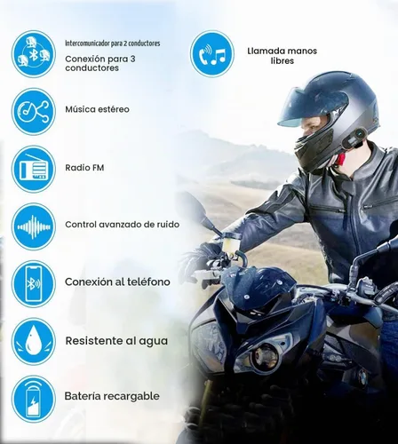 Vista 2 de FreedConn TCOM-SC - Auriculares de comunicación con Bluetooth para casco de motociclista, Negro