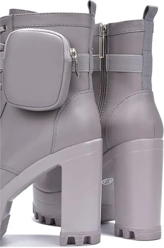 Vista 4 de Cape Robbin Monik - Botines Chelsea de plataforma con tacones gruesos para mujer, botines con bolsillo para mujer