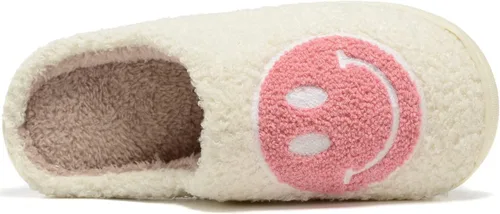 Vista 4 de Pantuflas retro peludas para mujeres y hombres, estilo retro, suaves, esponjosas, cálidas, antideslizantes, estilo de pareja, informales, de cara