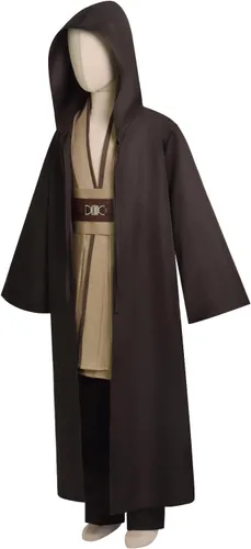Vista 3 de Forwacos Disfraz de Jedi para niños, disfraz de Anakin, túnica con capucha, disfraz de Halloween, uniforme