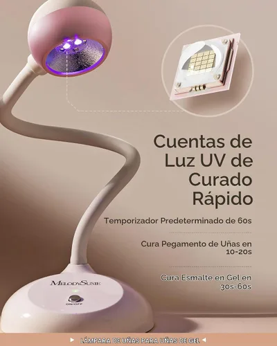 Vista 5 de MelodySusie - Lámpara de uñas de cuello de cisne 360° 2 en 1 S-Pro09M para trabajos de detalle 60s Timer, 2000mAh Battery, 6h Runtime, One-Touch
