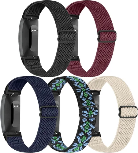 Vista 12 de Correa elástica para reloj, compatible con Fitbit Inspire 3/2/HR/Ace 2/3, correas de repuesto de nailon suave para mujeres y hombres negro+verde