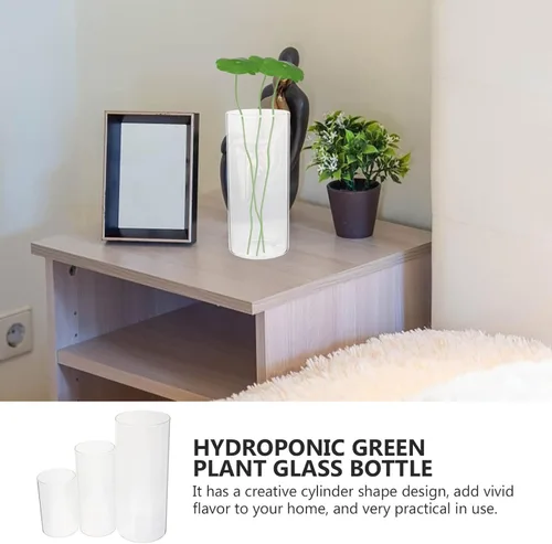Vista 7 de Veemoon 3 jarrones cilíndricos de vidrio, candelabros transparentes para escritorio, floreros de mesa de boda, centros de mesa, decoración de jarrón
