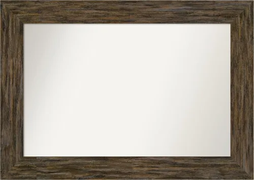 Vista 22 de Amanti Art Espejo personalizado, espejo de baño marrón Fencepost, espejo de pared o espejo de tocador de baño sobre el fregadero (27 x 27 pulgadas)