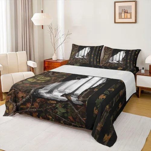 Vista 18 de Erosebridal Happy Camping - Juego de sábanas tamaño individual para niños, diseño de animales del bosque del bosque, para bebés, niños y niñas