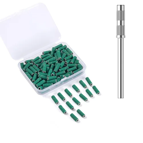 Vista 20 de 100 piezas de bandas pequeñas de lijado de uñas para taladro de uñas, bits mini de 3.1mm de mandril de lijado de uñas de grano 80 para uñas