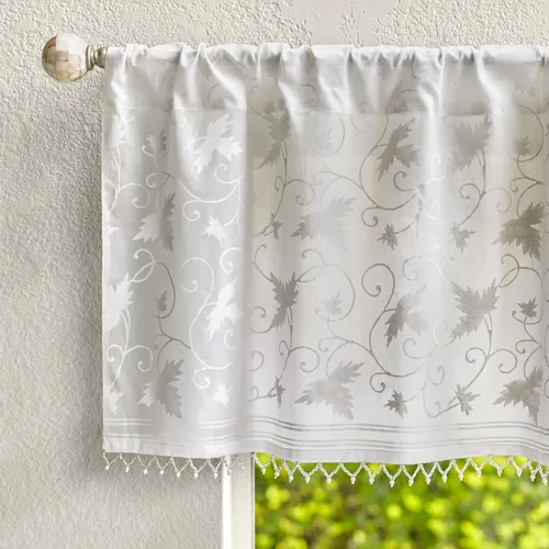 Vista 28 de Saffron Marigold Cortina de cenefa impresa a mano con ribete de cuentas, velo de novia blanco, perfecta para cocina, dormitorio, baño, comercio