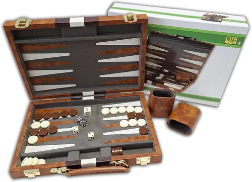 Vista 3 de CHH Juego de vinilo con patrón Ripes Backagammon, marrón, 11 pulgadas