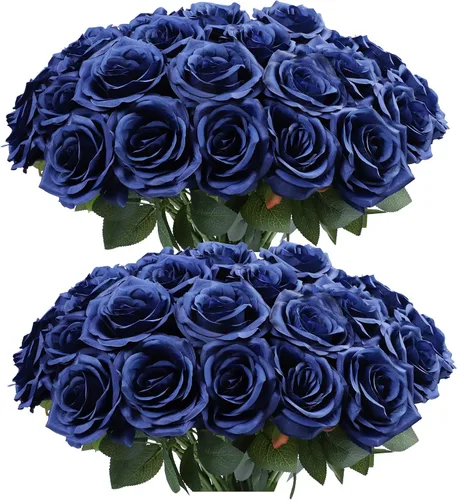Vista 39 de Flores artificiales de rosa, rosas artificiales, rosas de seda, rosas falsas de aspecto real con tallos para manualidades, ramos de boda, centros