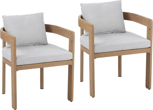 Vista 7 de Christopher Knight Home Juego de 2 sillas de comedor de aluminio, sillones con cojines, silla decorativa de barril, acabado similar a la madera