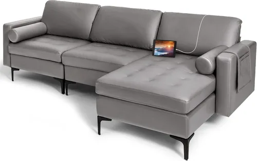 Vista 22 de Giantex Sofá individual, silla decorativa, sillón con cojín cómodo, bolsillos para revistas, sala de estar, silla de ocio tapizada para dormitorio
