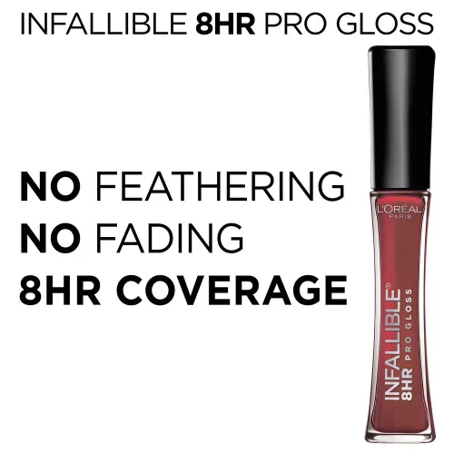 Vista 3 de L'Oreal Paris Makeup Infallible - Brillo labial hidratante de 8 horas, Cherry Flash, 0.21 onzas líquidas