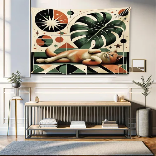 Vista 109 de Ambesonne Tapiz de hongos, atmósfera psicodélica, escena astral estrellada con motivos orientales trippy, decoración de tela para colgar en la pared