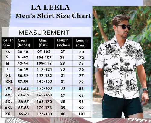 Vista 6 de LA LEELA Men's Hawaiian Shirt Button Down Short Sleeve Caribbean Skull Pirate Shirts for Men