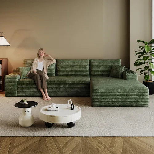 Vista 47 de Sofá modular en forma de L de 96 pulgadas con diván, moderno y cómodo sofá de pana para sala de estar, sofá de espuma viscoelástica, no requiere