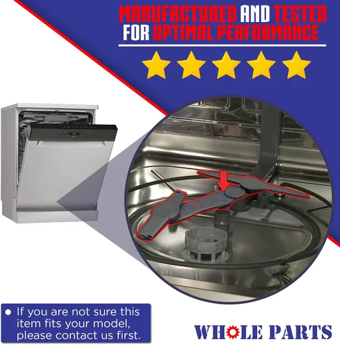 Vista 3 de Conjunto de brazo rociador inferior para lavavajillas Whole Parts mejorado # W10195601 - Reemplazo y compatible con algunos lavavajillas Kenmore