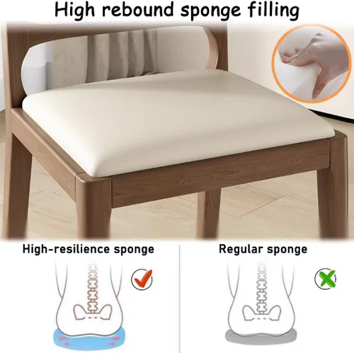 Vista 6 de YVYKFZD Sillas de comedor de madera maciza, juego de sillas de cocina sin brazos, silla de comedor tapizada de cuero, silla de sala de estar