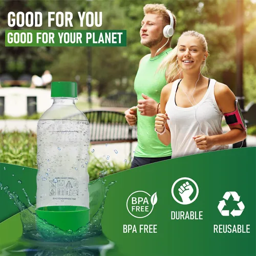 Vista 5 de Botellas de agua carbonatada de repuesto para SodaStream - 1 litro, sin BPA y a prueba de fugas